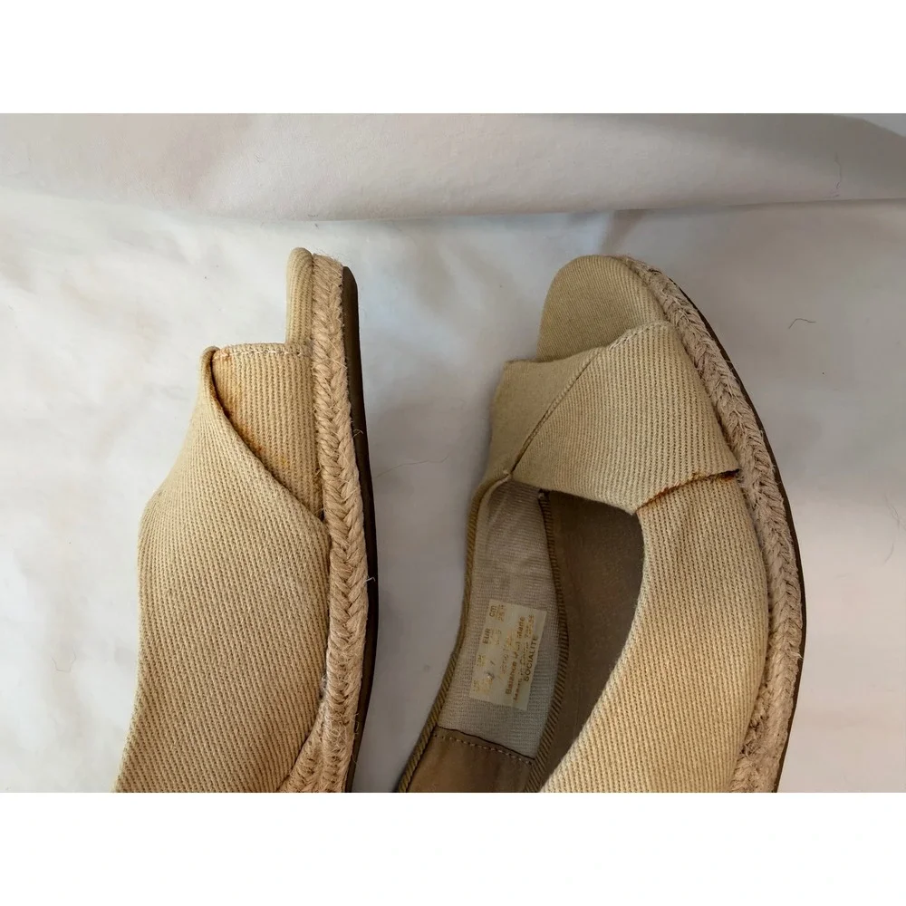 LifeStride Socialite Tan Fabric Espadrille Wedge Sandals Womens 9.5M Slingback